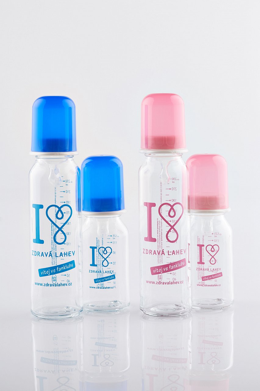 Skleněná kojenecká lahev 120ml - modrá
